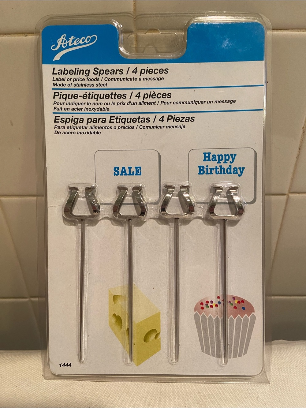 🧁Ateco 1444 Stainless Steel Labeling Food Spears Set of 4Piece